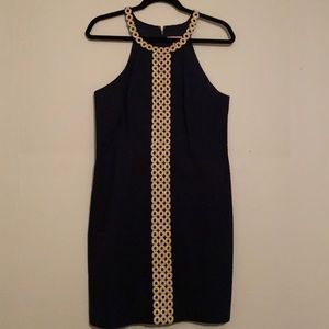 Lilly Pulitzer Navy and Gold Shift Dress Size 8